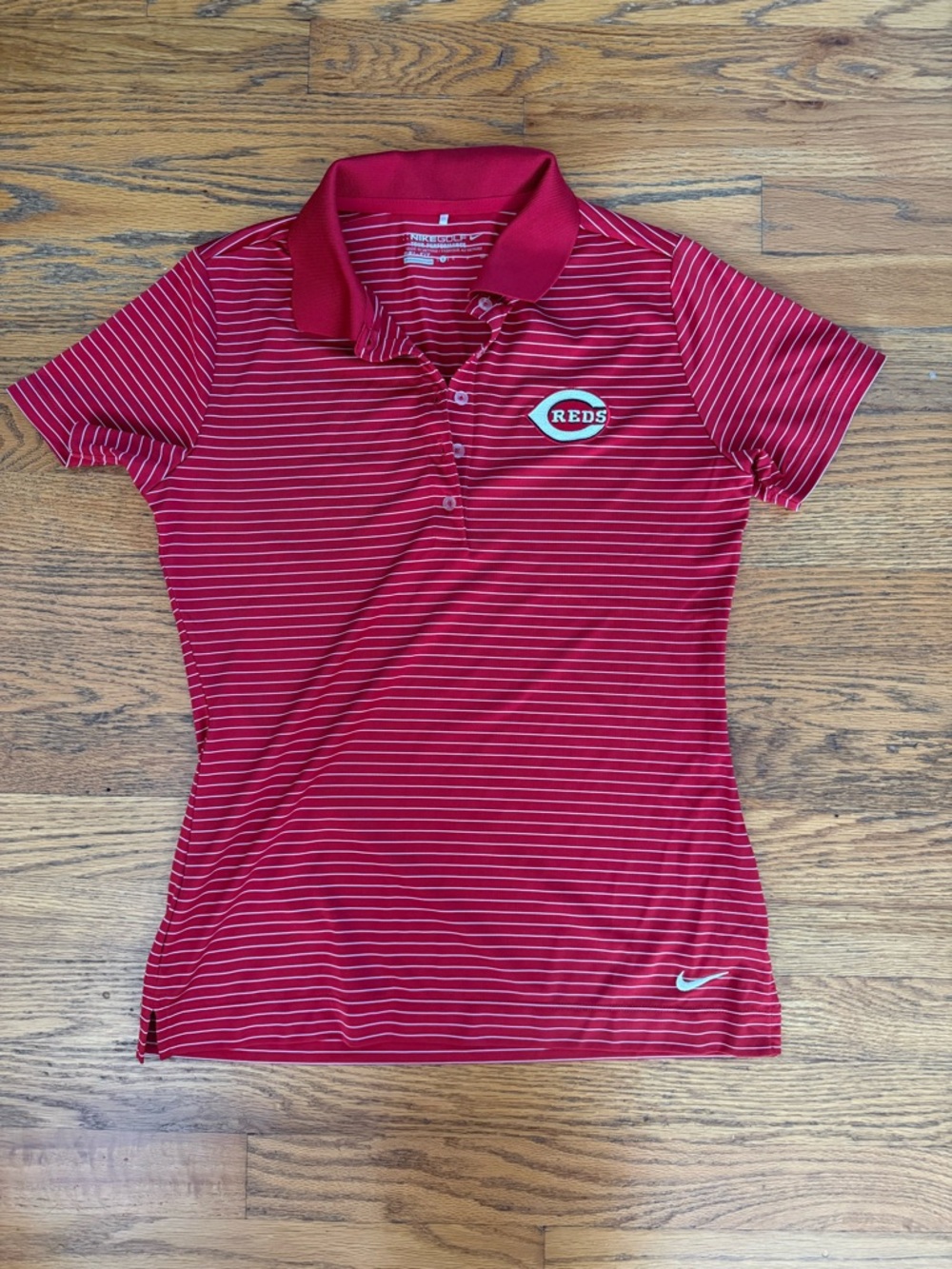 Nike Women's Red Striped Cincinnati Reds Polo